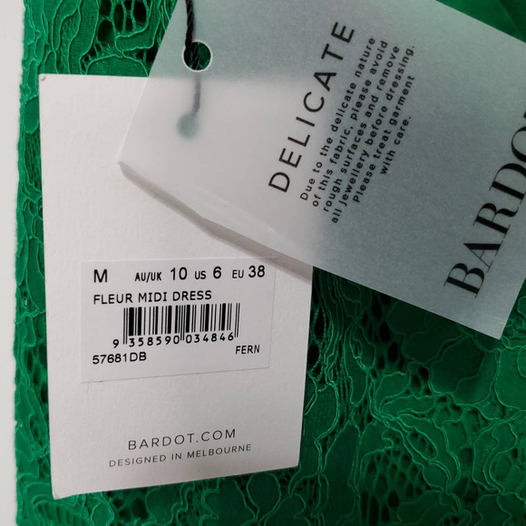 Bardot Fleur Halter Dress Fern Green Lace Sleeveless Open Back 6 - Picture 8 of 12